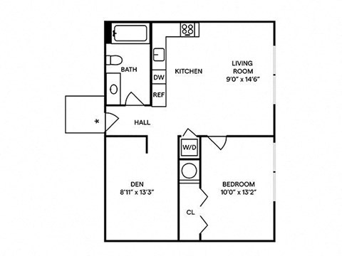Sentral Wynwood - A9 1BR 1BA Floor Plan